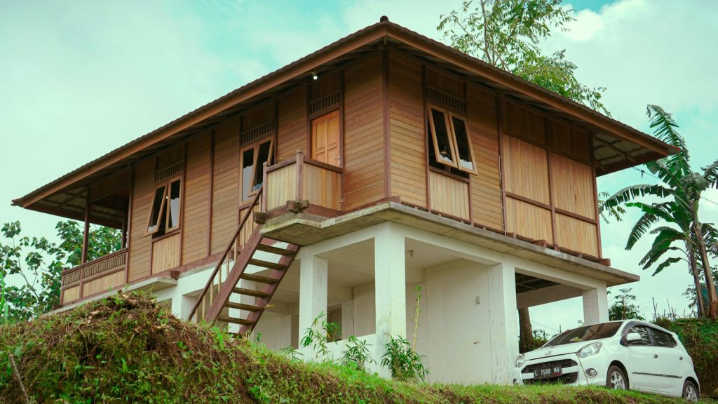 brown and white wooden house